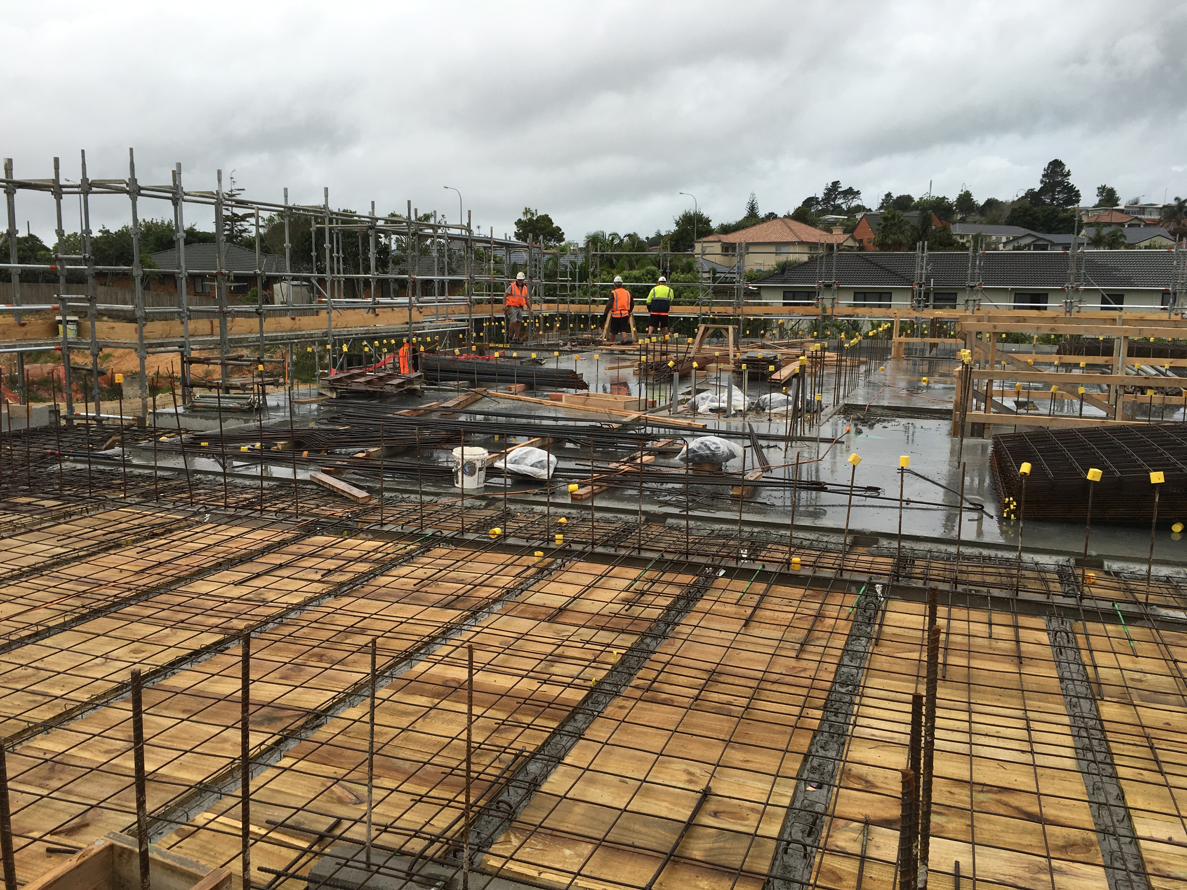 Reinforcing grid before concrete pour